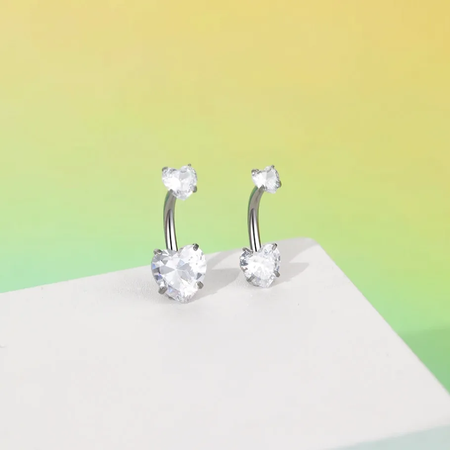 Bauchnabelschmuck aus Titan für Damen, Innengewinde Bauchnabelring, Bauchnabelpiercing, Körperschmuck, 14g, 1 Stück getragen
