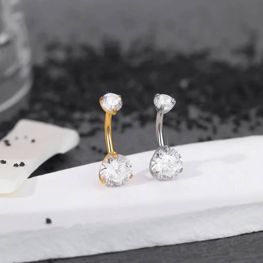 Bauchnabelschmuck aus Titan für Damen, Innengewinde Bauchnabelring — Größen- und Maßansicht