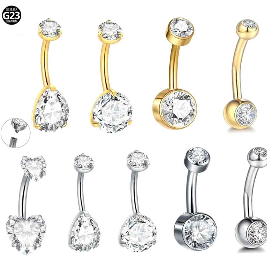 Bauchnabelschmuck aus Titan für Damen, Innengewinde Bauchnabelring, Bauchnabelpiercing, Körperschmuck, 14g, 1 Stück