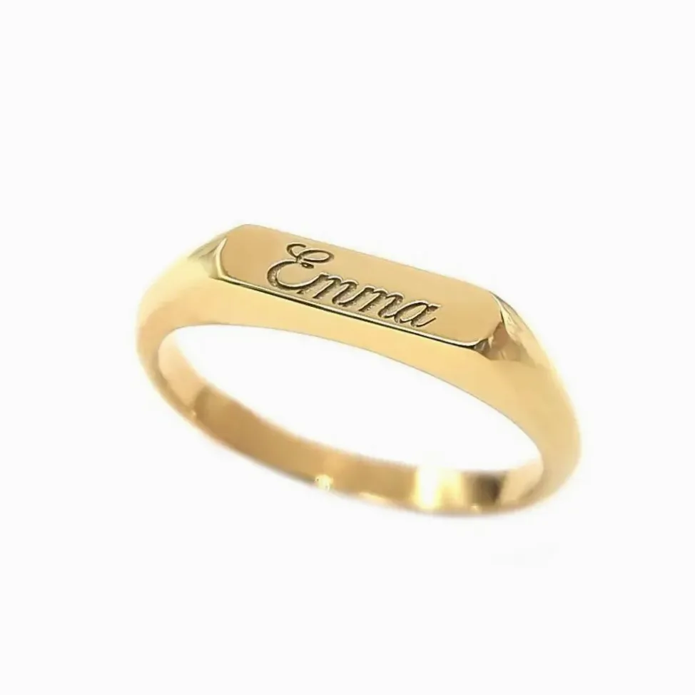 Bague acier inoxydable gravable au prénom ou monogramme — vue 2 — Gemzara