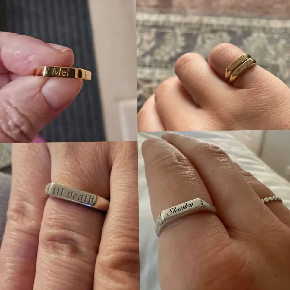 Bague acier inoxydable gravable au prénom ou monogramme — vue 5 — Gemzara