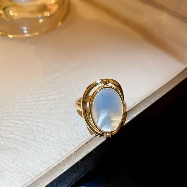 Double-Sided Rotating Opal Rings in Stainless Steel – Statement Oval — gift packaging presentation