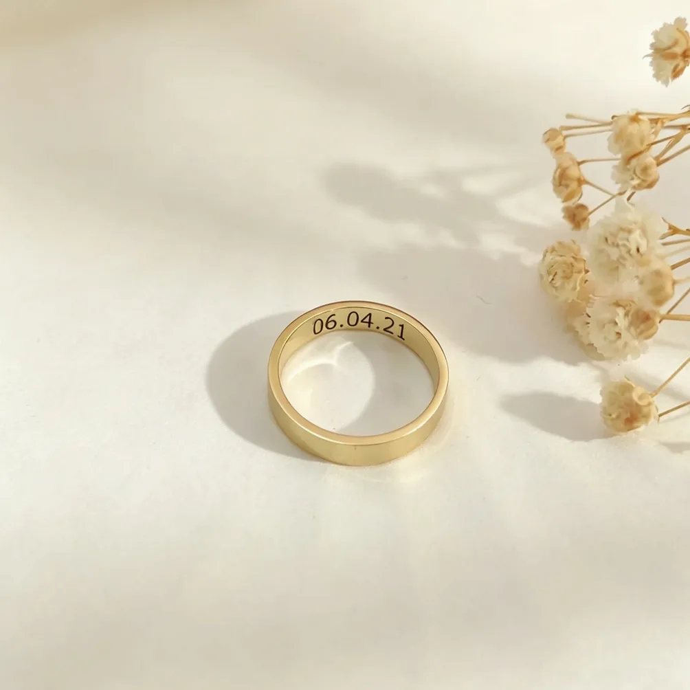 Bague argent personnalisable - gravure message intérieur — vue 2 — Gemzara