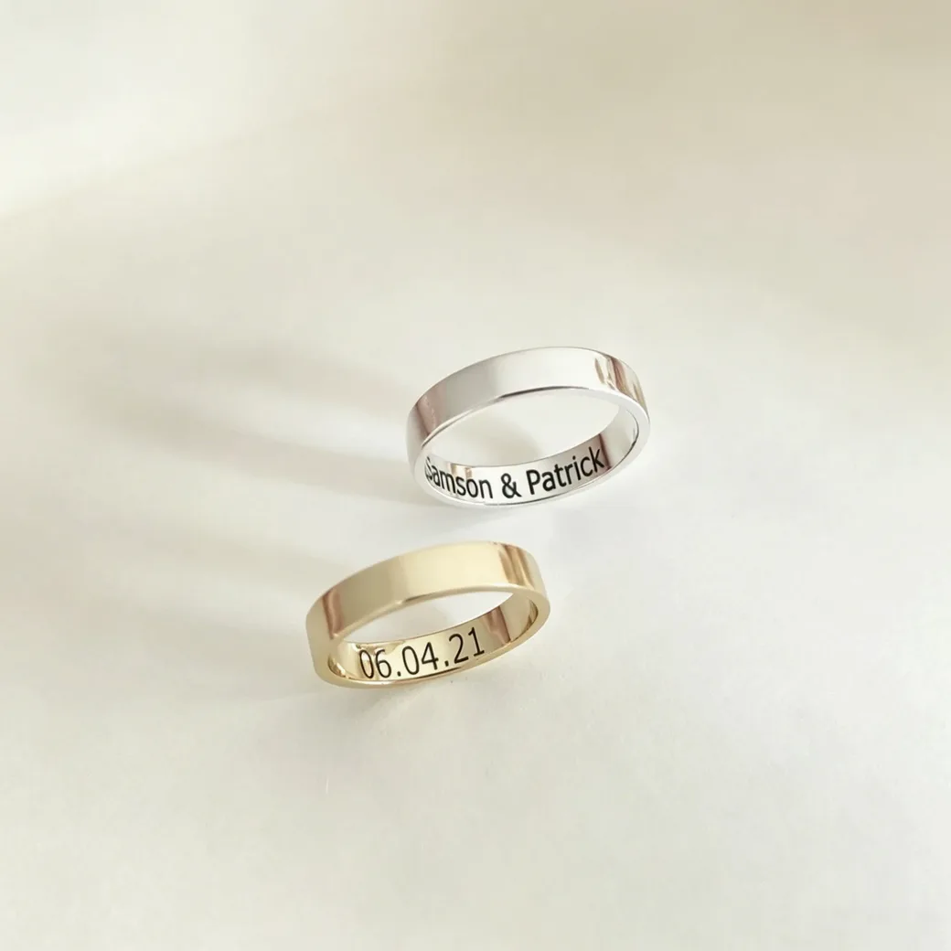 Bague argent personnalisable - gravure message intérieur — vue 4 — Gemzara