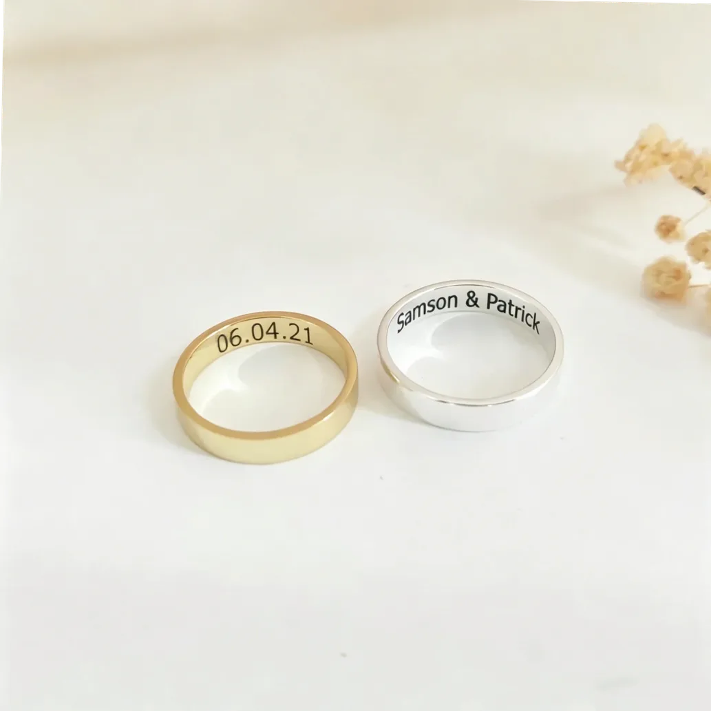 Bague argent personnalisable - gravure message intérieur — Gemzara