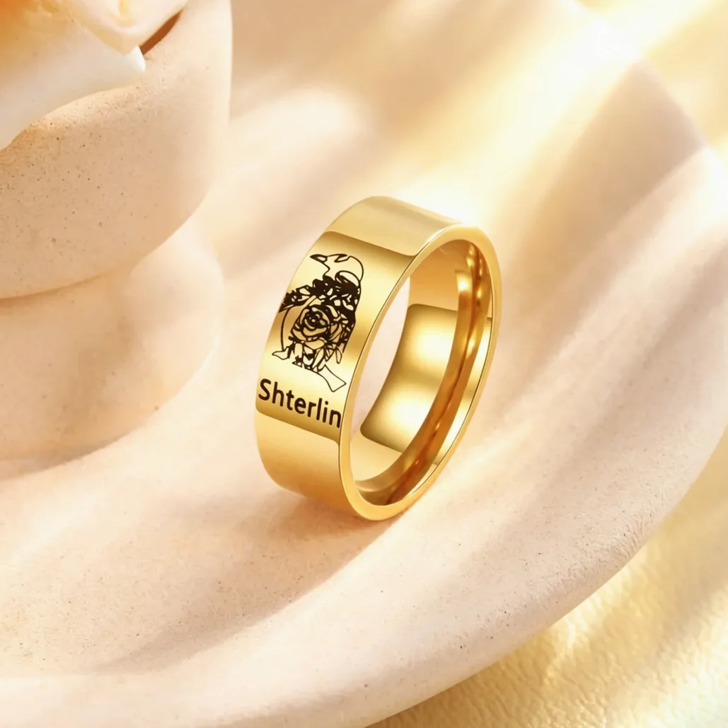 Bague couple or personnalisable gravure prénom — vue 2 — Gemzara
