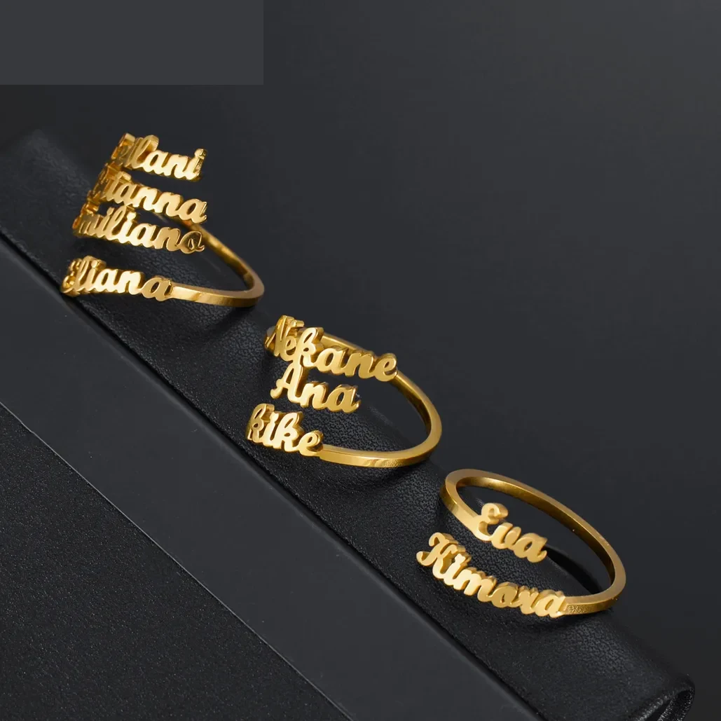 Anillo de acero personalizable con grabado de nombre – ajustable