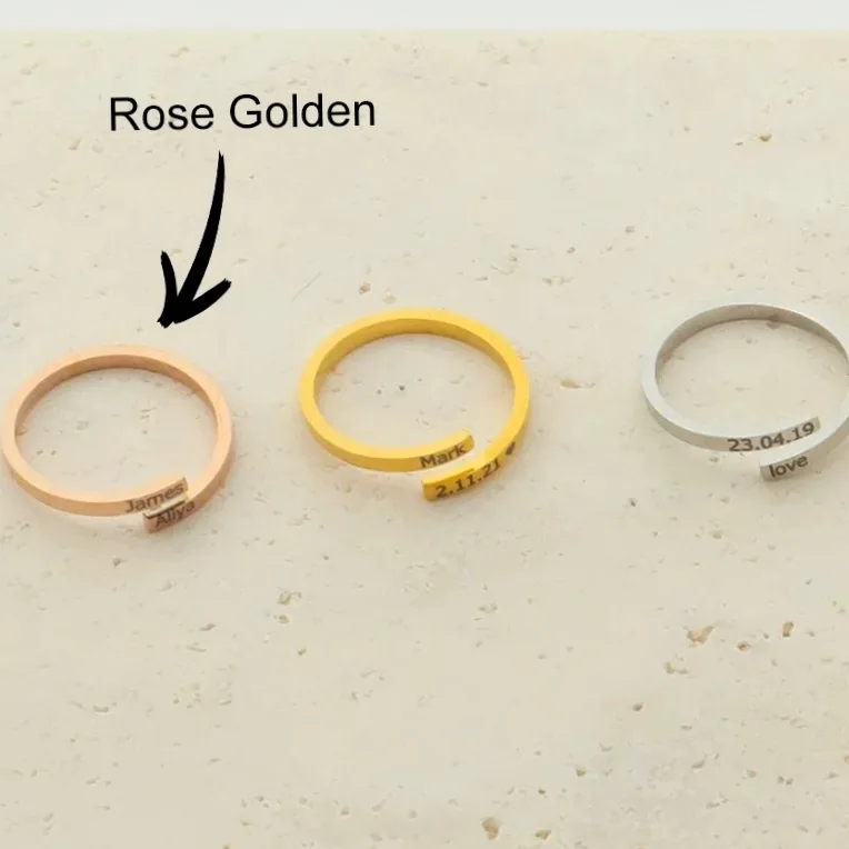 Bague en acier gravable prénom/date pour couple — vue 5 — Gemzara