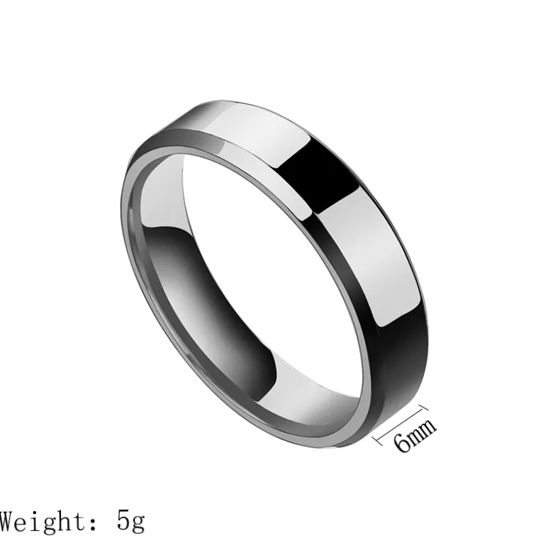 Bague en acier inoxydable 6mm gravable au prénom - Couple — vue 3 — Gemzara