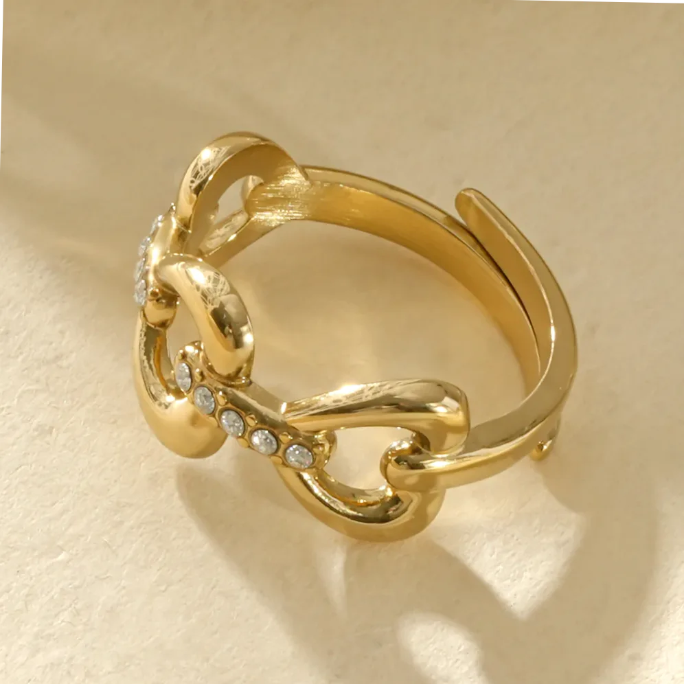 Anillo fino ajustable corazones entrelazados romántico — presentación y embalaje de regalo