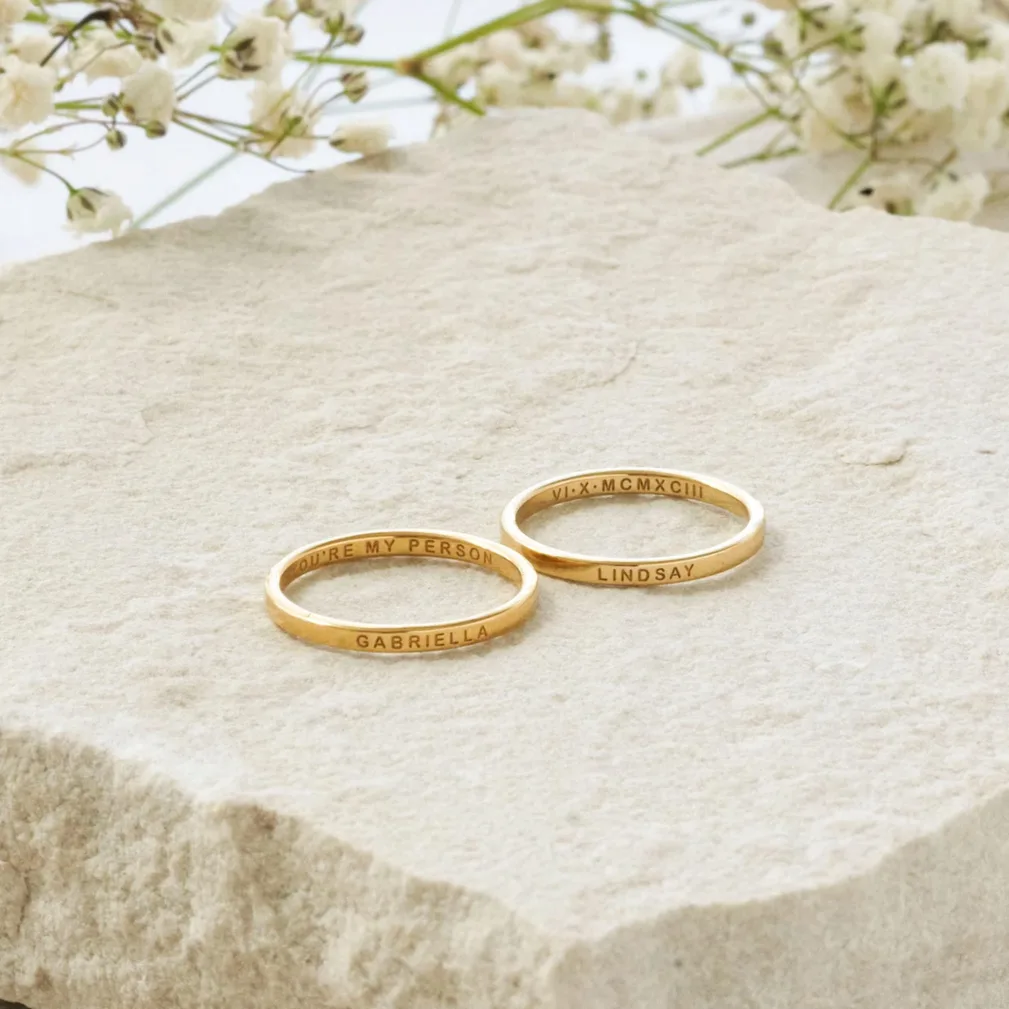 Bague fine or personnalisable – gravure prénom — vue 2 — Gemzara