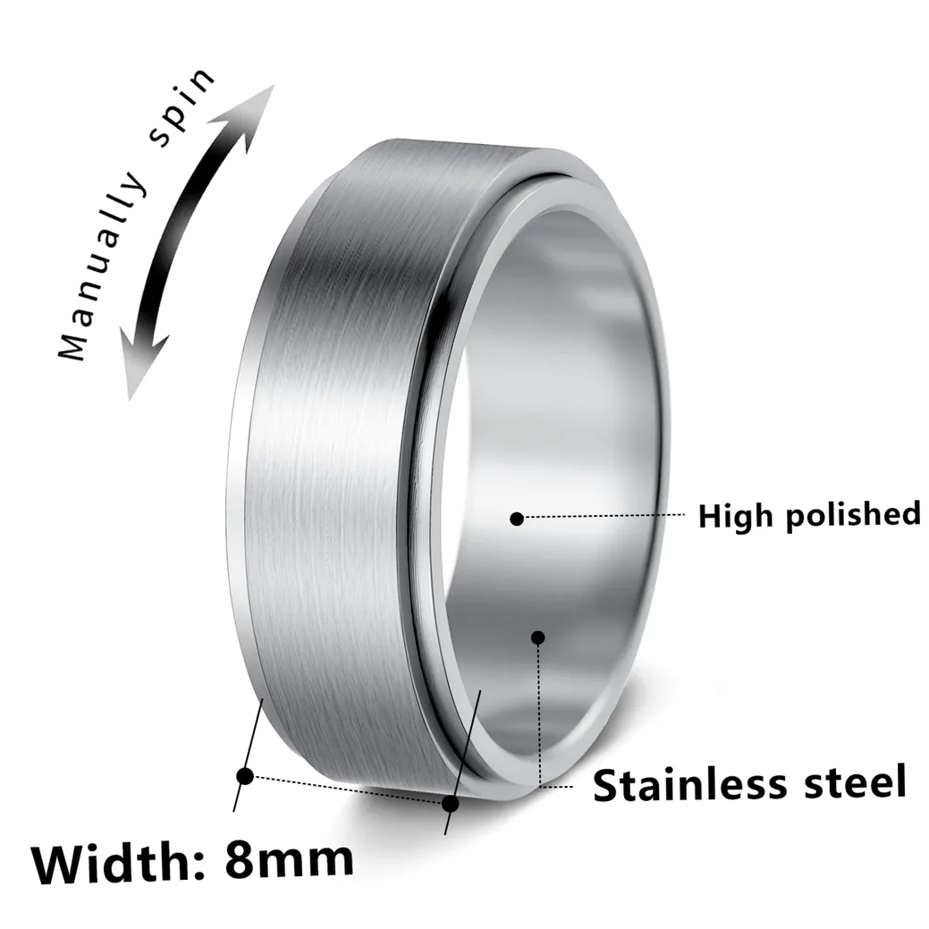 Bague signet en acier inoxydable gravable (nom/logo) — vue 2 — Gemzara