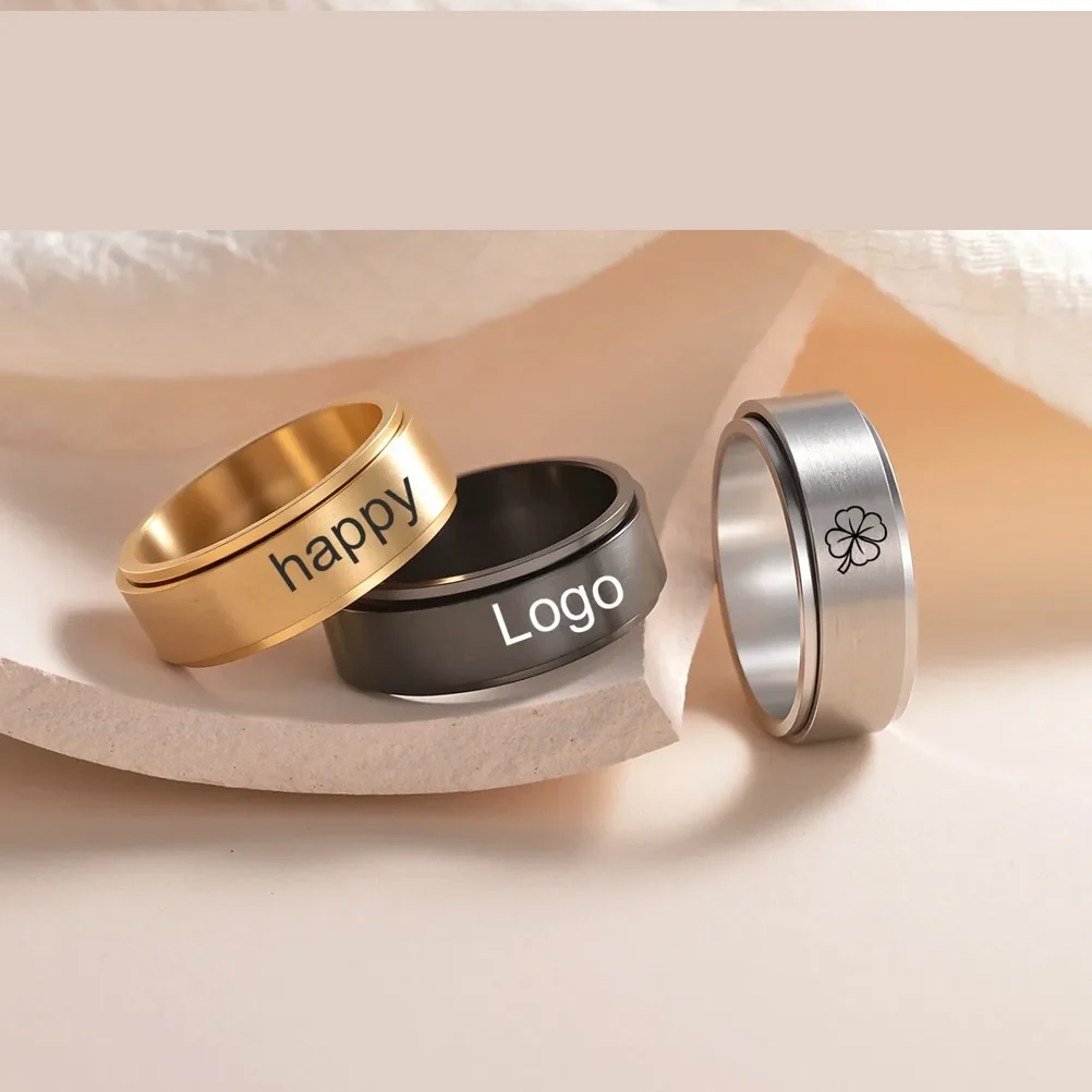 Bague signet en acier inoxydable gravable (nom/logo) — Gemzara