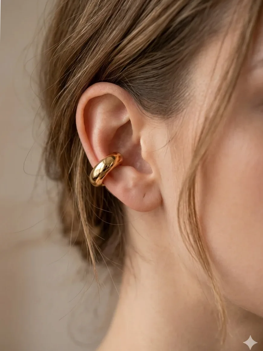 Bijou d'Oreille Anneau Épais Ouvert Design Minimaliste