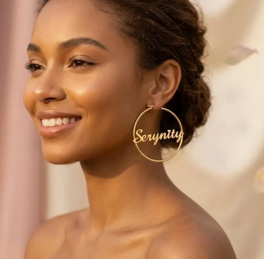 Gold-plated steel hoop earrings (creole style) – engravable