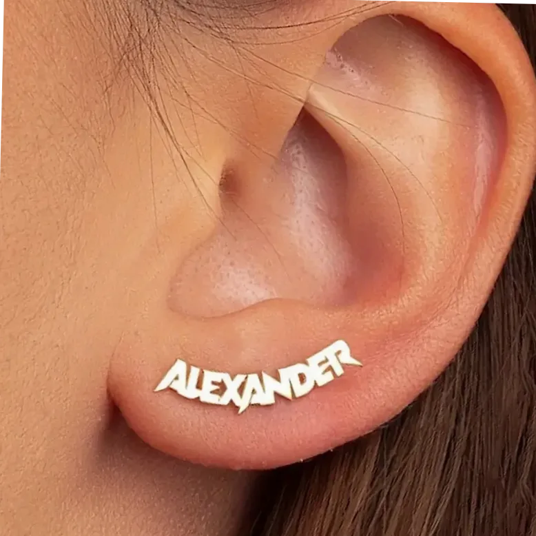 Custom Punk Name Earrings for Women & Men – Stainless Steel Personalized Ear Jewelry, Perfect Birthday Gift