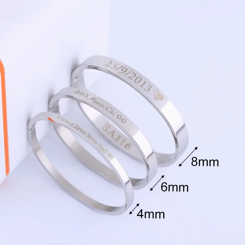 Bracelet acier gravé au prénom - Femme — vue 4 — Gemzara