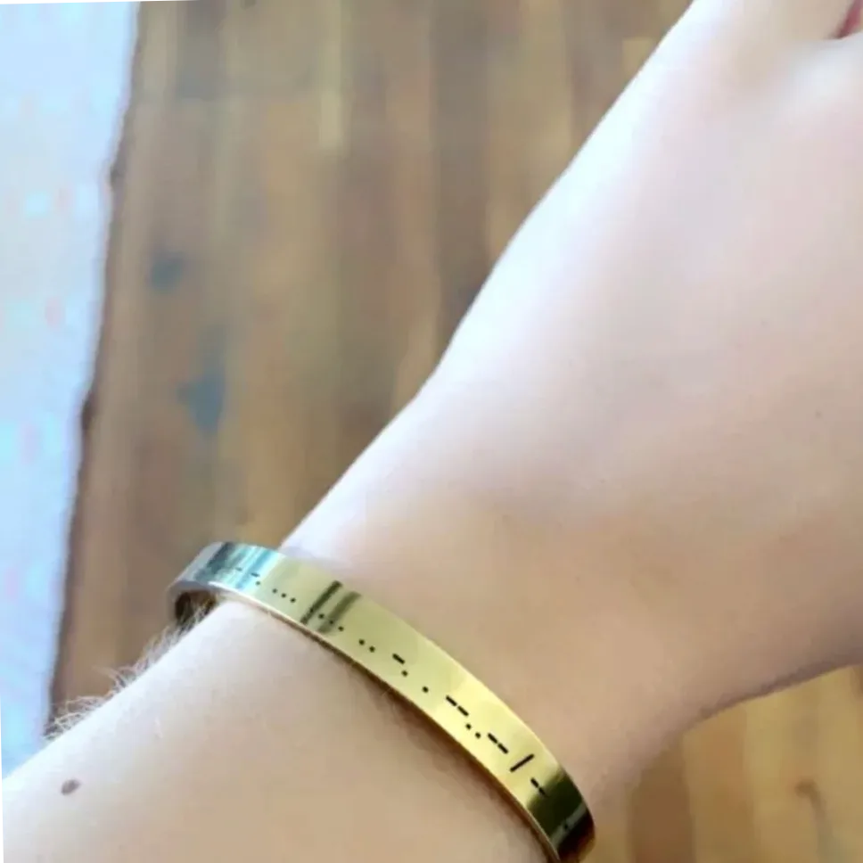 Bracelet acier gravé Morse personnalisable — vue 2 — Gemzara