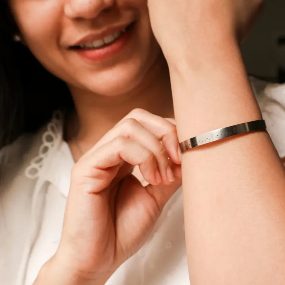 Bracelet acier gravé Morse personnalisable — vue 3 — Gemzara