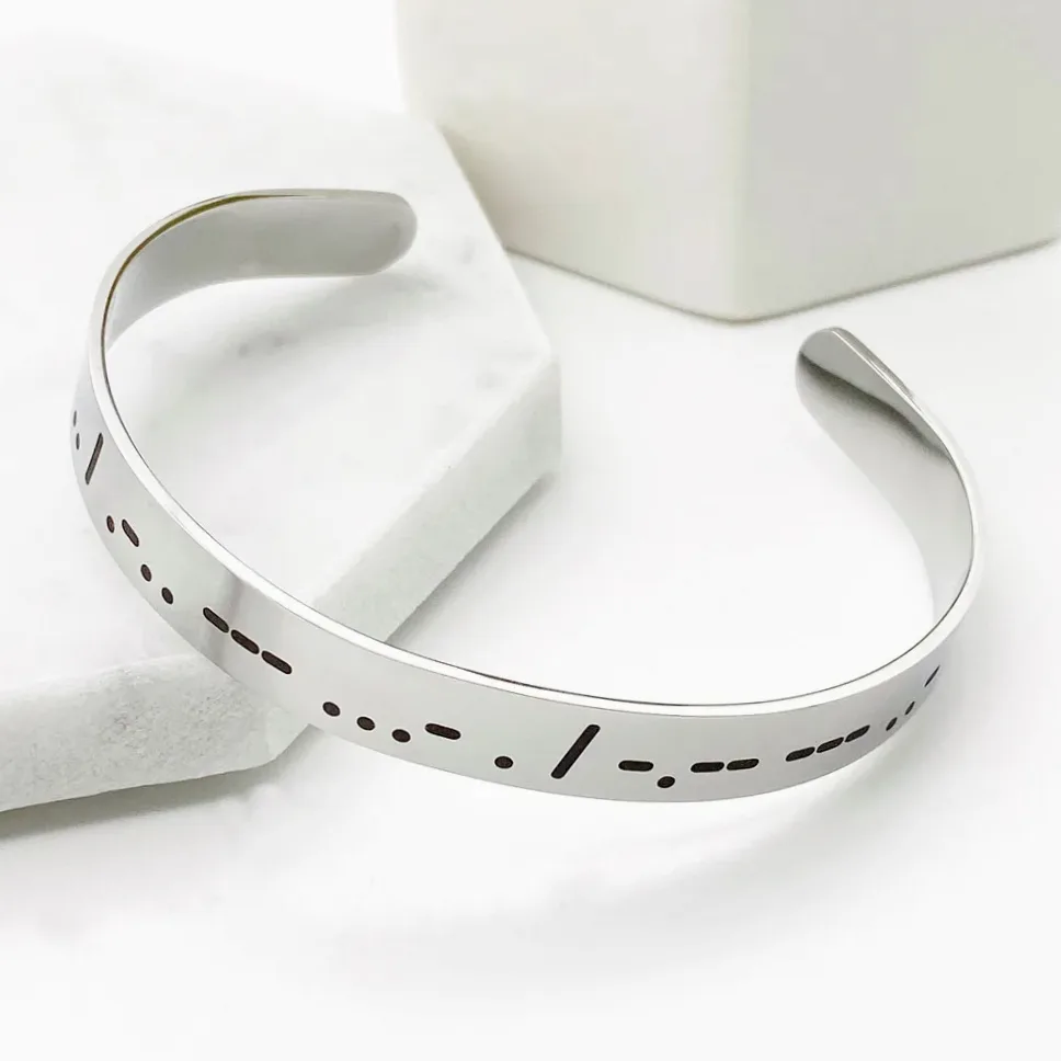 Bracelet acier gravé Morse personnalisable — Gemzara