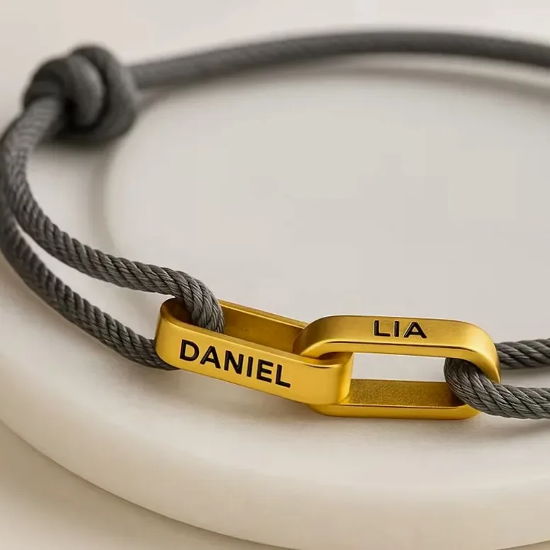 Bracelet acier gravé prénom & date personnalisable