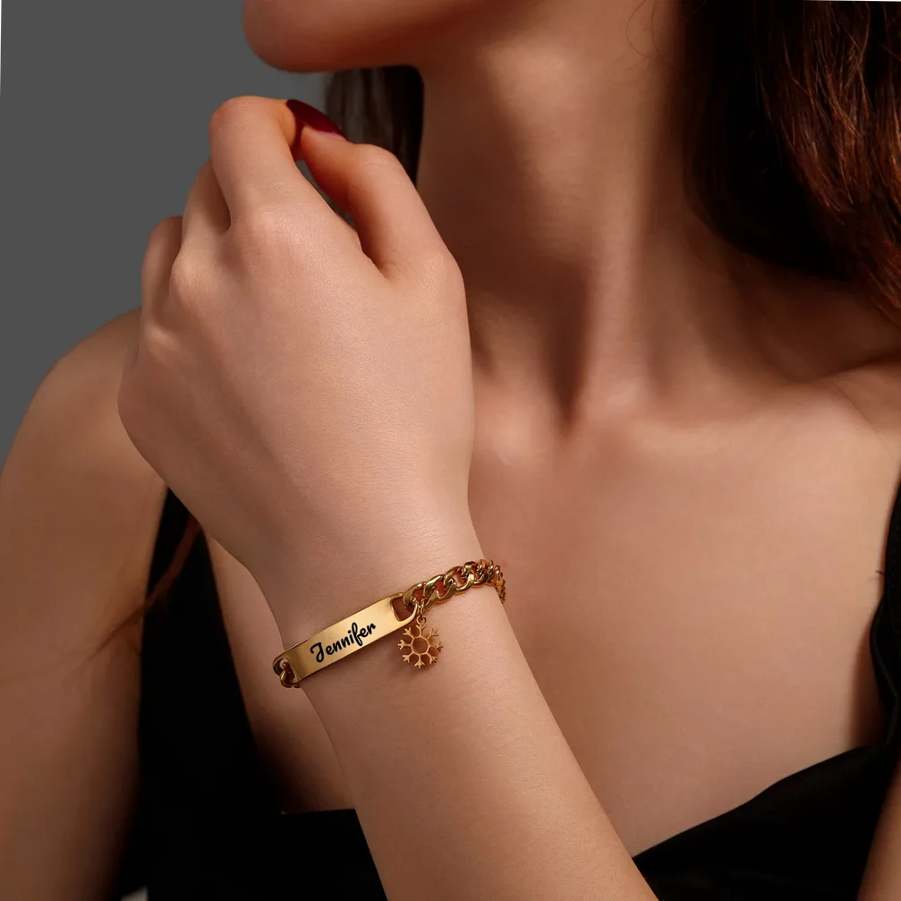 Bracelet acier gravé prénom/date personnalisable — vue 5 — Gemzara