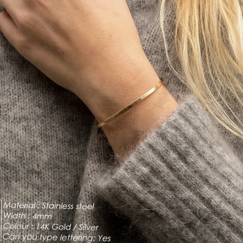 Bracelet acier inox gravé prénom/motif/citation — vue 2 — Gemzara