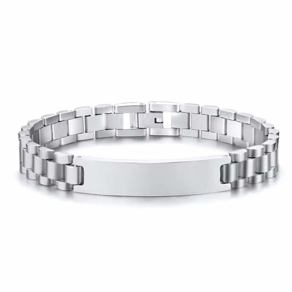 Bracelet acier inoxydable gravable au prénom — vue 5 — Gemzara