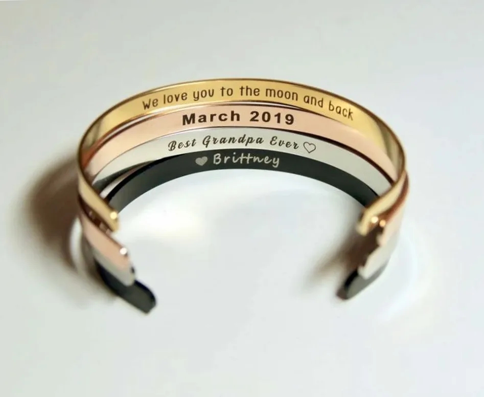 Bracelet acier inoxydable gravé prénom/date/coordonnées — vue 2 — Gemzara