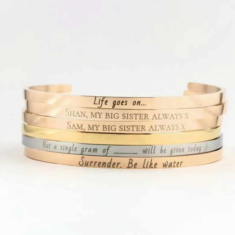 Bracelet acier inoxydable gravé prénom/date/coordonnées