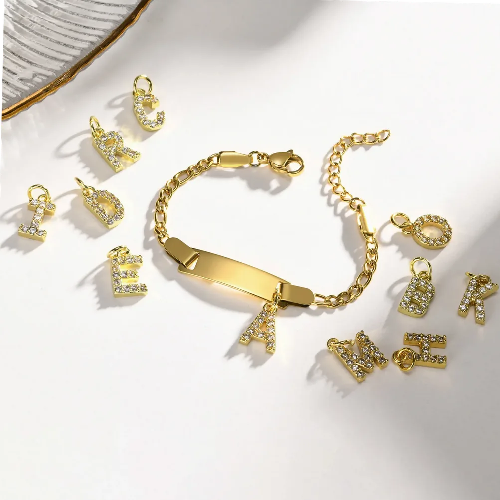 Pulseira Personalizada com Iniciais para Menino e Menina, Gravação — apresentação e embalagem de presente