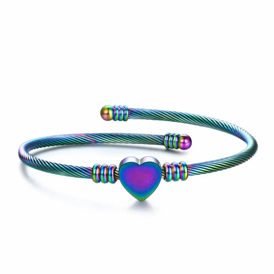 Bracelet cœur acier gravé aux initiales personnalisable — vue 3 — Gemzara