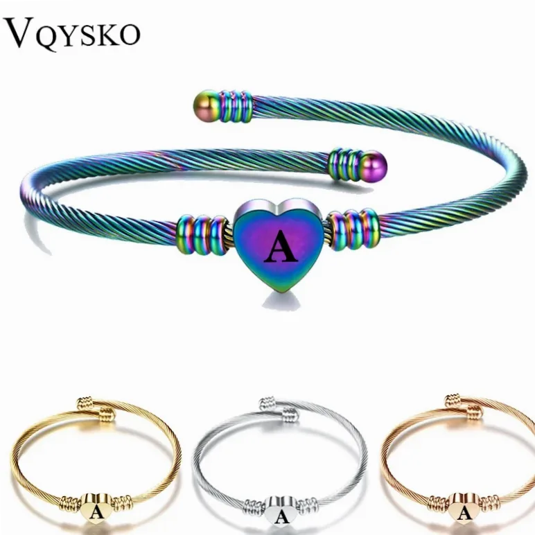 Bracelet cœur acier gravé aux initiales personnalisable