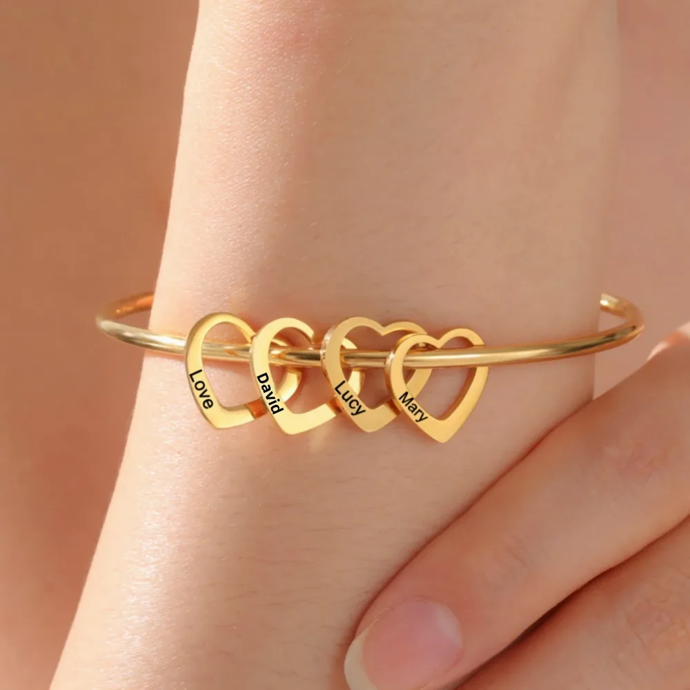 Bracelet cœur personnalisable gravure prénom — vue 2 — Gemzara
