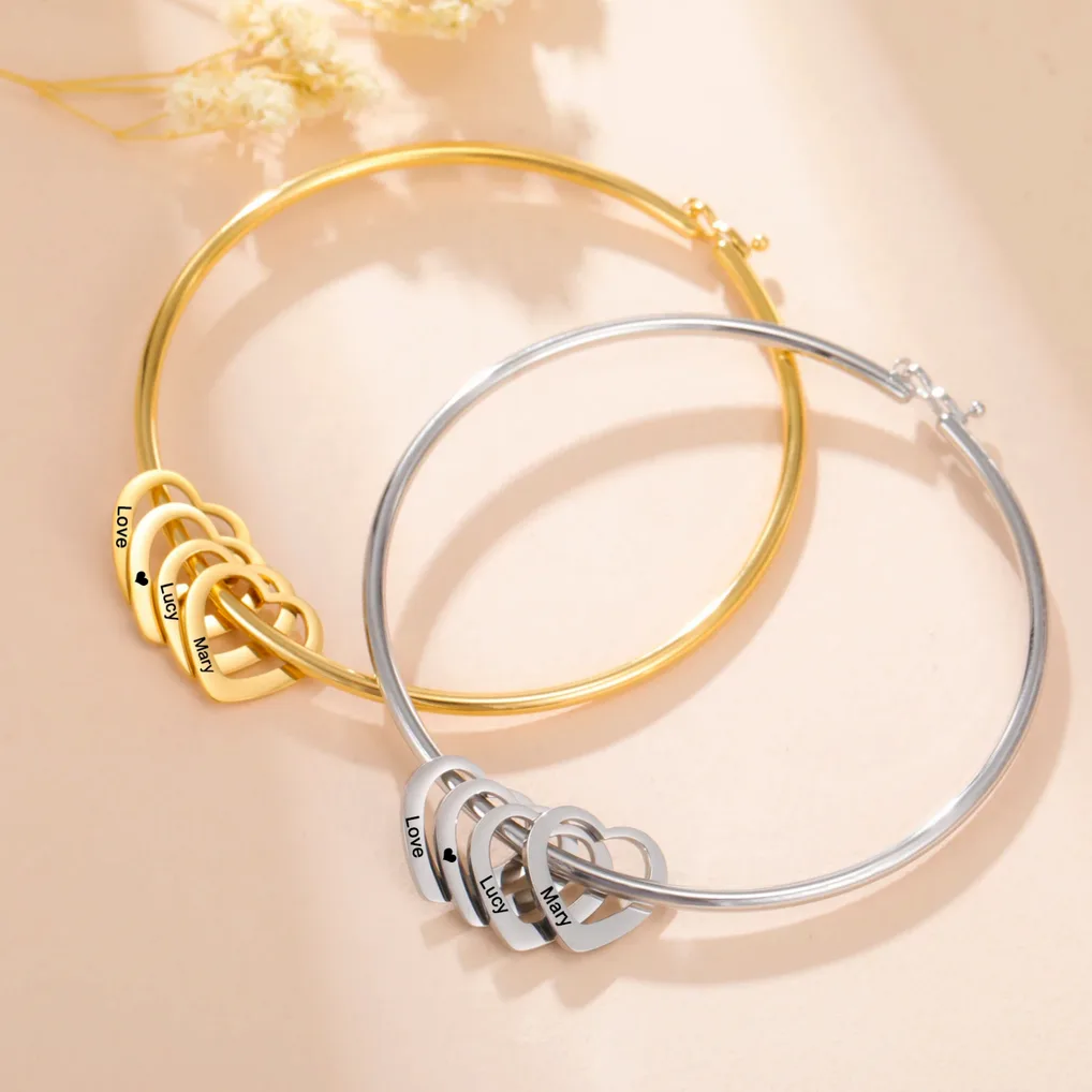 Bracelet cœur personnalisable gravure prénom — vue 3 — Gemzara