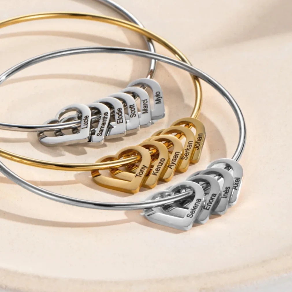 Bracelet cœur personnalisable gravure prénom — vue 4 — Gemzara