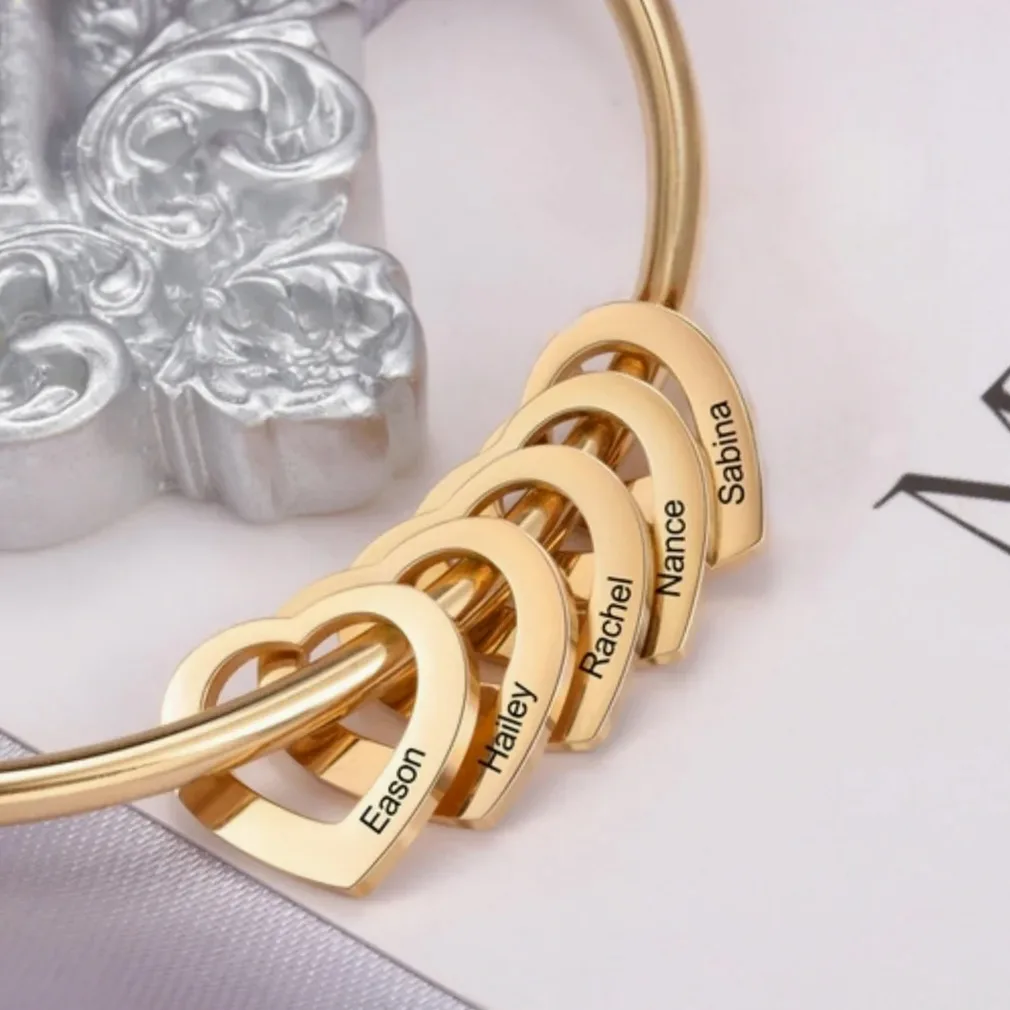 Bracelet cœur personnalisable gravure prénom — Gemzara