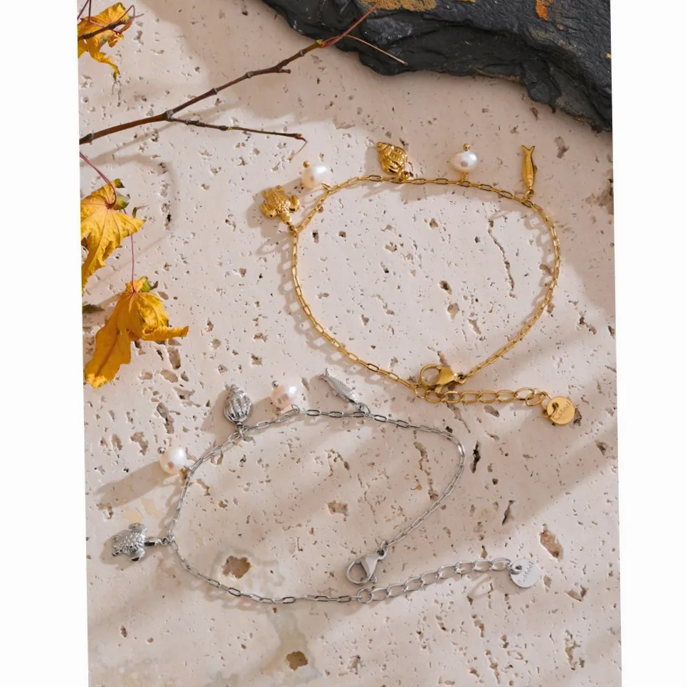 Détail de la matière et finition — Yhpup-Bracelet en acier inoxydable de style océan, bijoux de haute