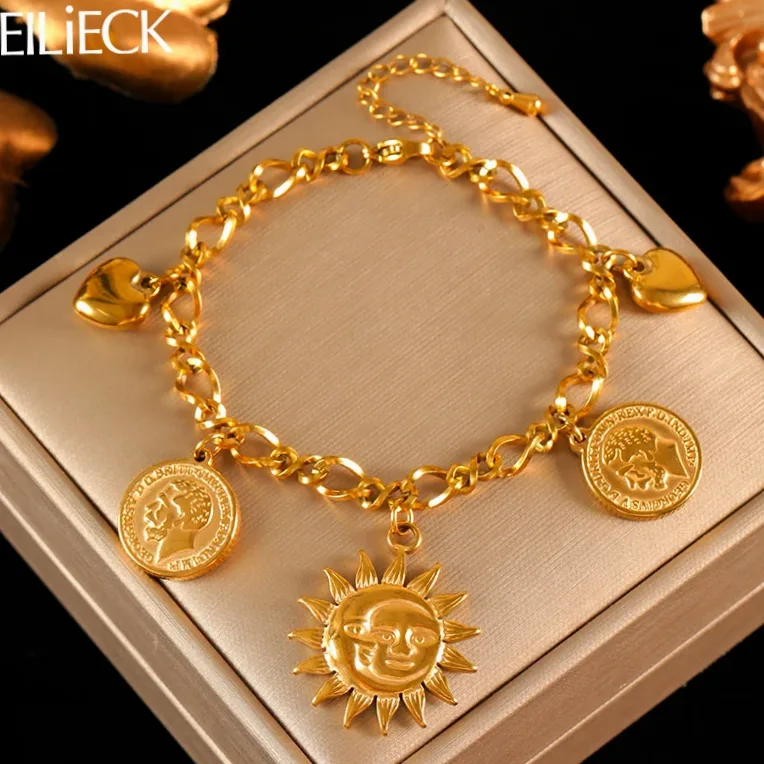 Pulseira elos grossos com medalhas simbólicas exclusivas — Gemzara