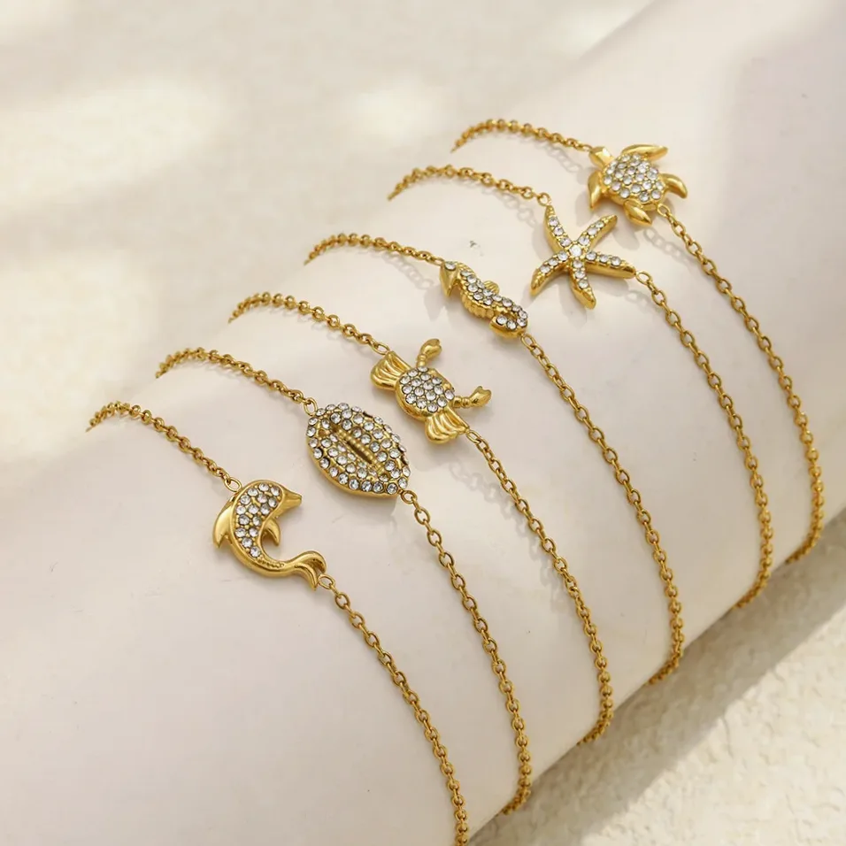 Goldarmband Meeres-Tier-Charms mit Seestern
