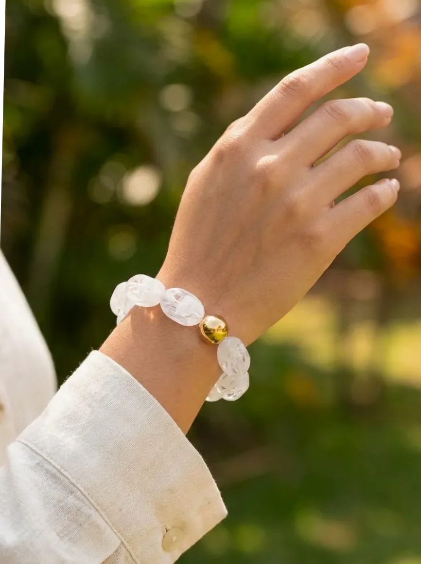Bracelet élastique doré résine