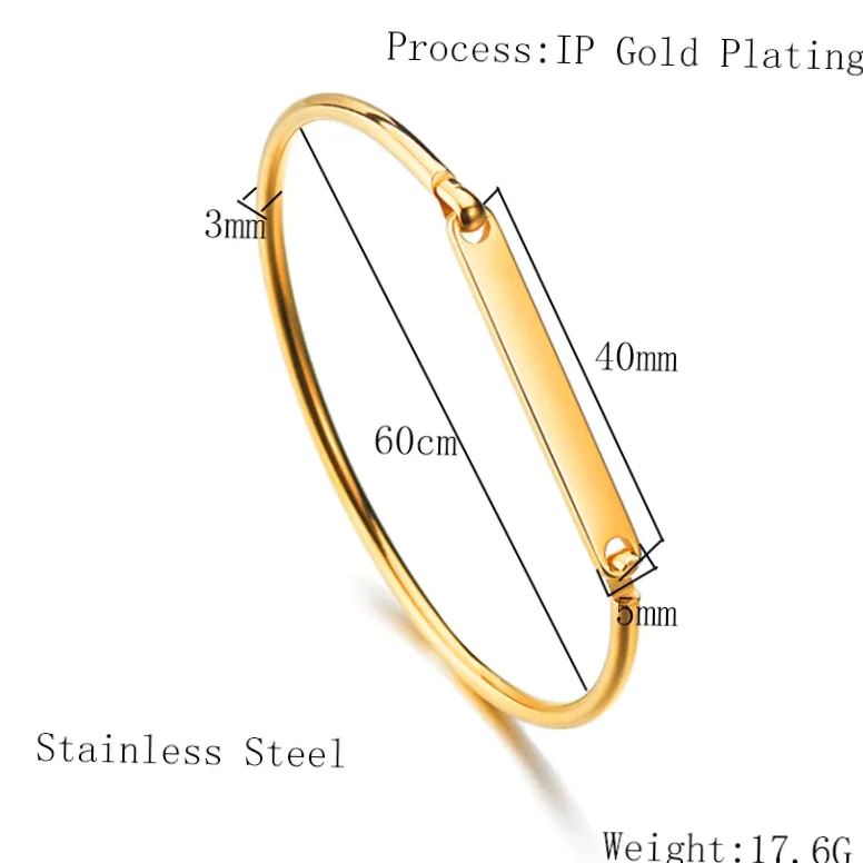 Bracelet en acier doré personnalisable - Gravure prénom/date — vue 2 — Gemzara