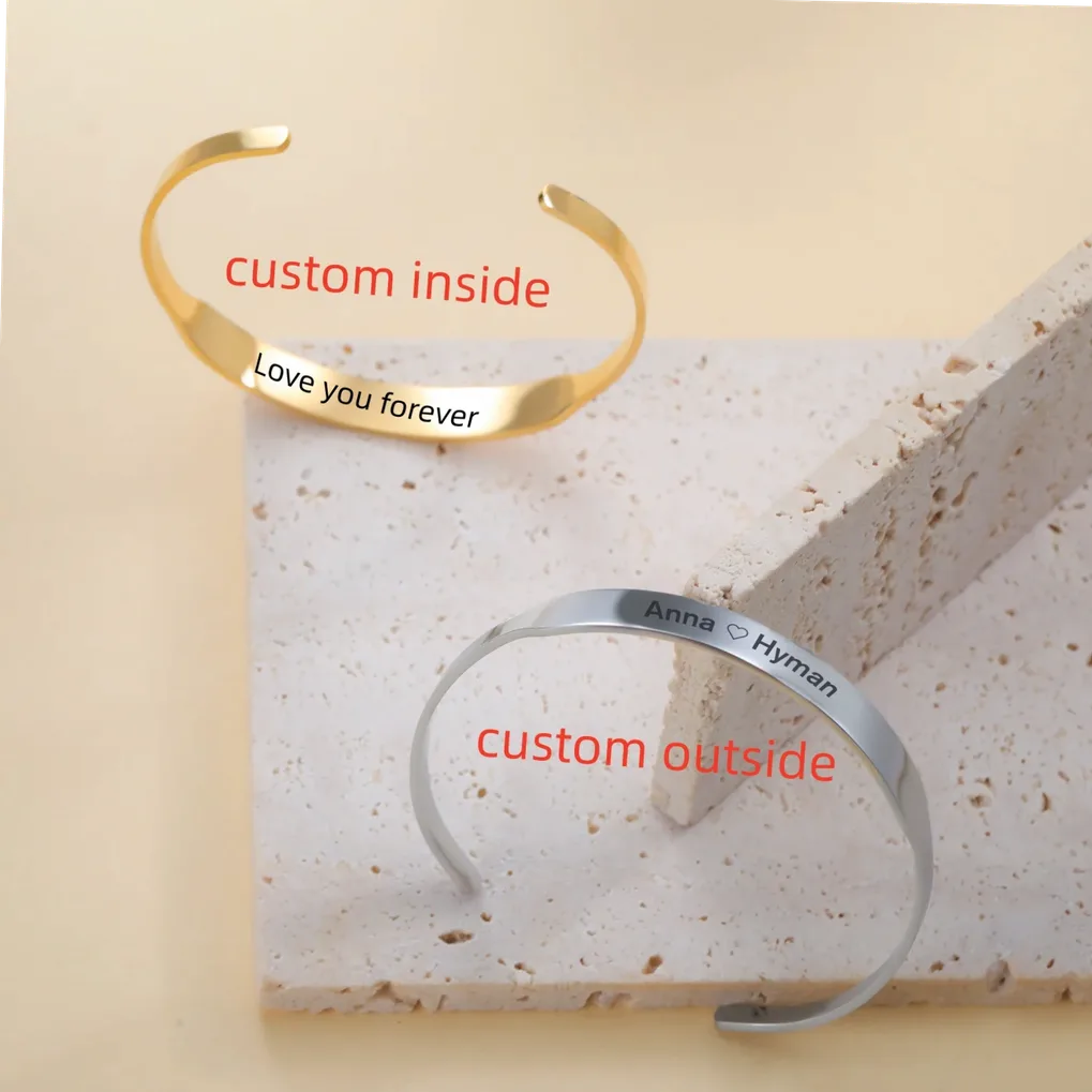 Bracelet en acier gravable avec prénom ou texte — vue 3 — Gemzara