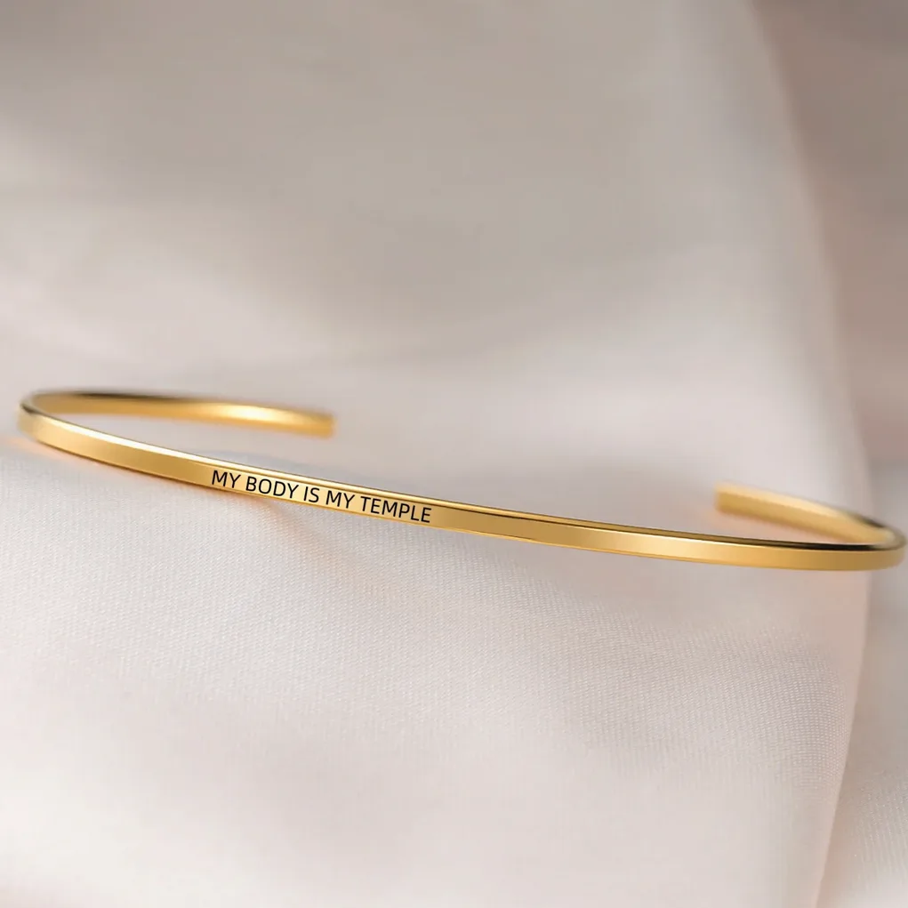 Bracelet en acier gravable prénom/message — vue 2 — Gemzara