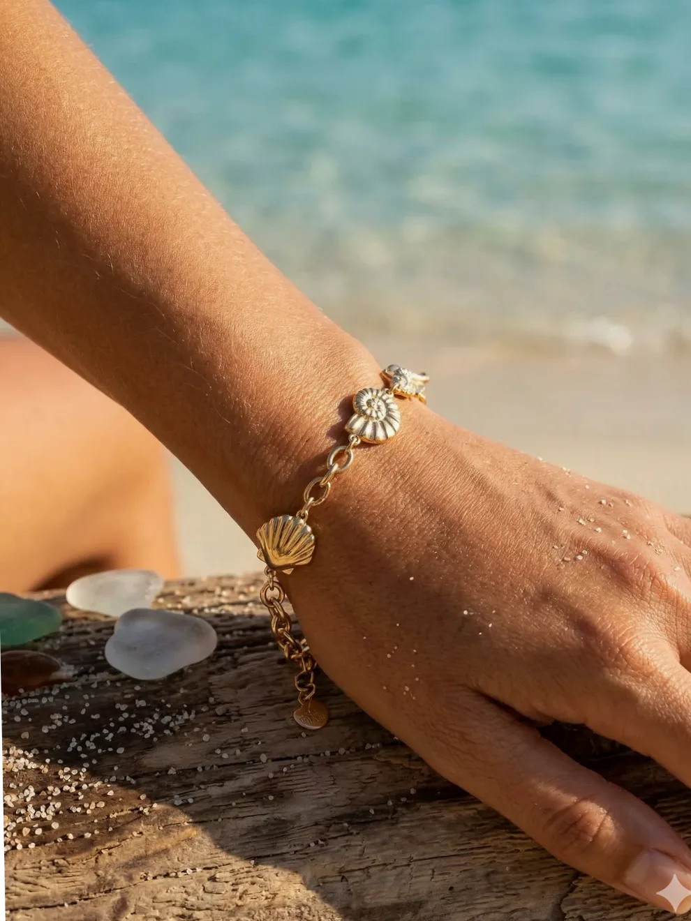 Pulsera cadena con colgantes marinos