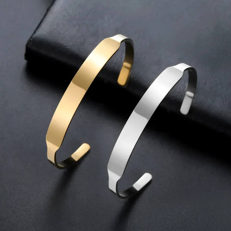 Bracelet manchette acier gravé prénom hébreu personnalisable — vue 5 — Gemzara