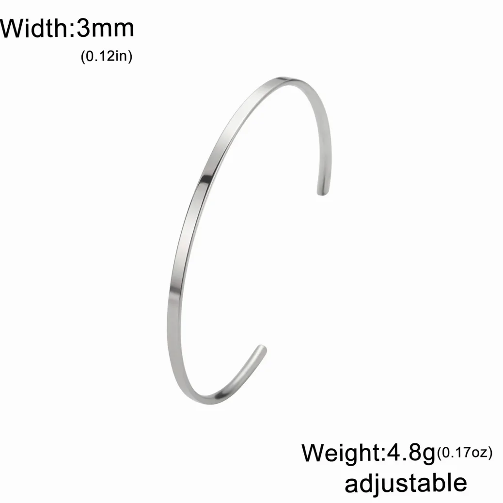 Bracelet manchette acier or gravé prénom/couple — vue 5 — Gemzara