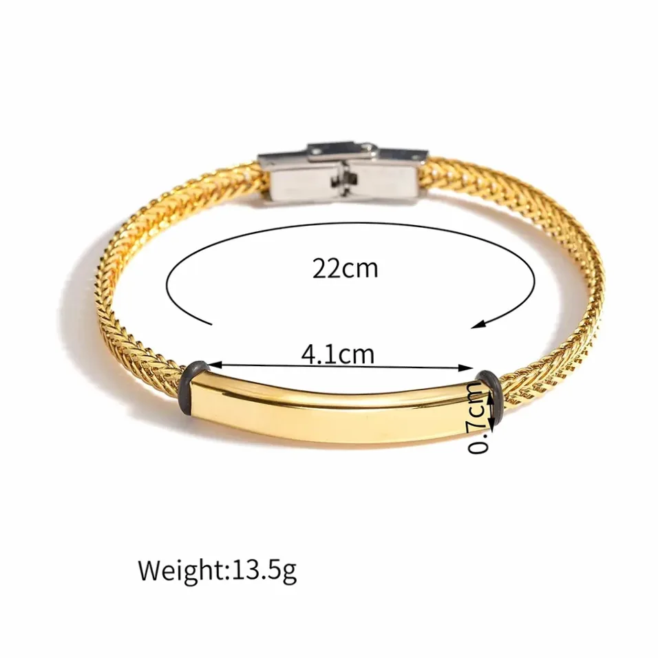Bracelet tressé acier inoxydable à graver d'un prénom — vue 4 — Gemzara