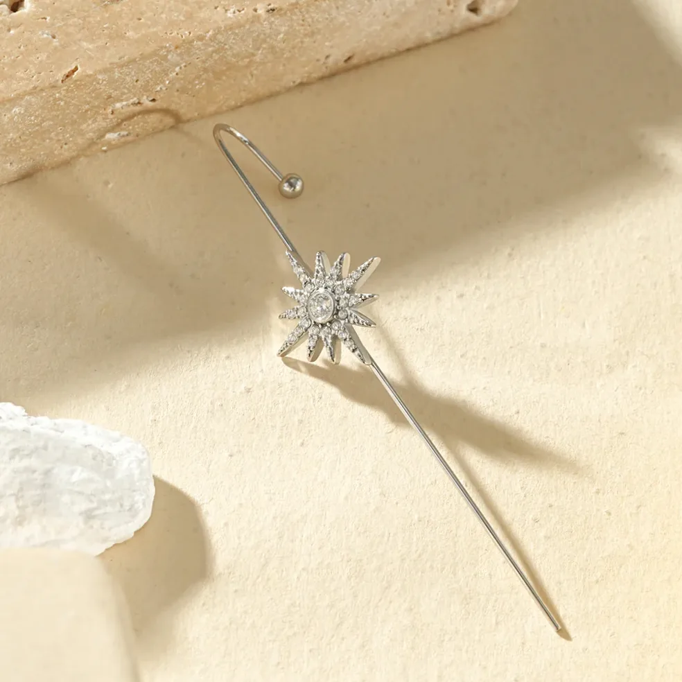 Bijou d'oreille étoile sertie de strass — vue d’échelle et dimensions
