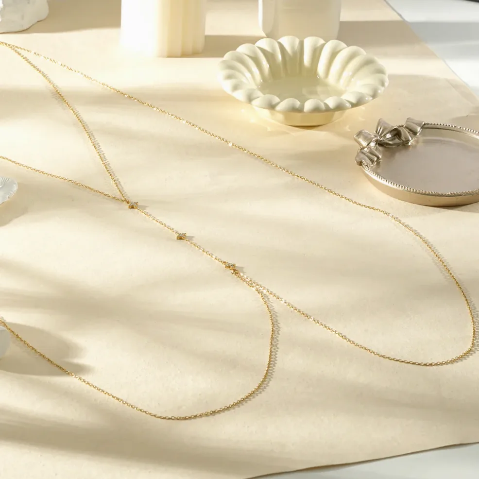 Körperkette gold minimalistisch feine Kette — Größen- und Maßansicht